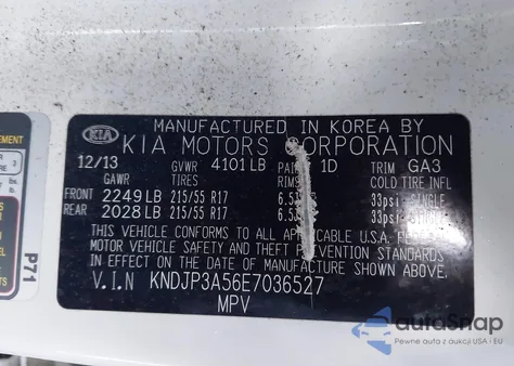 2014 Kia Soul + from USA, damaged, VIN KNDJP3A56E7036527